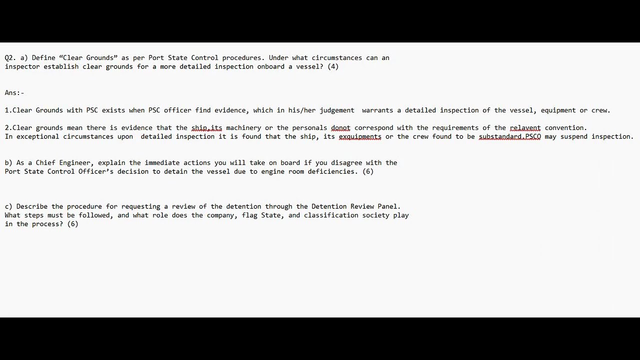 Define “Clear Grounds” as per Port State Control procedures.