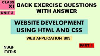 CLASS XI UNIT 2 Back Question Answer | Web Application 803