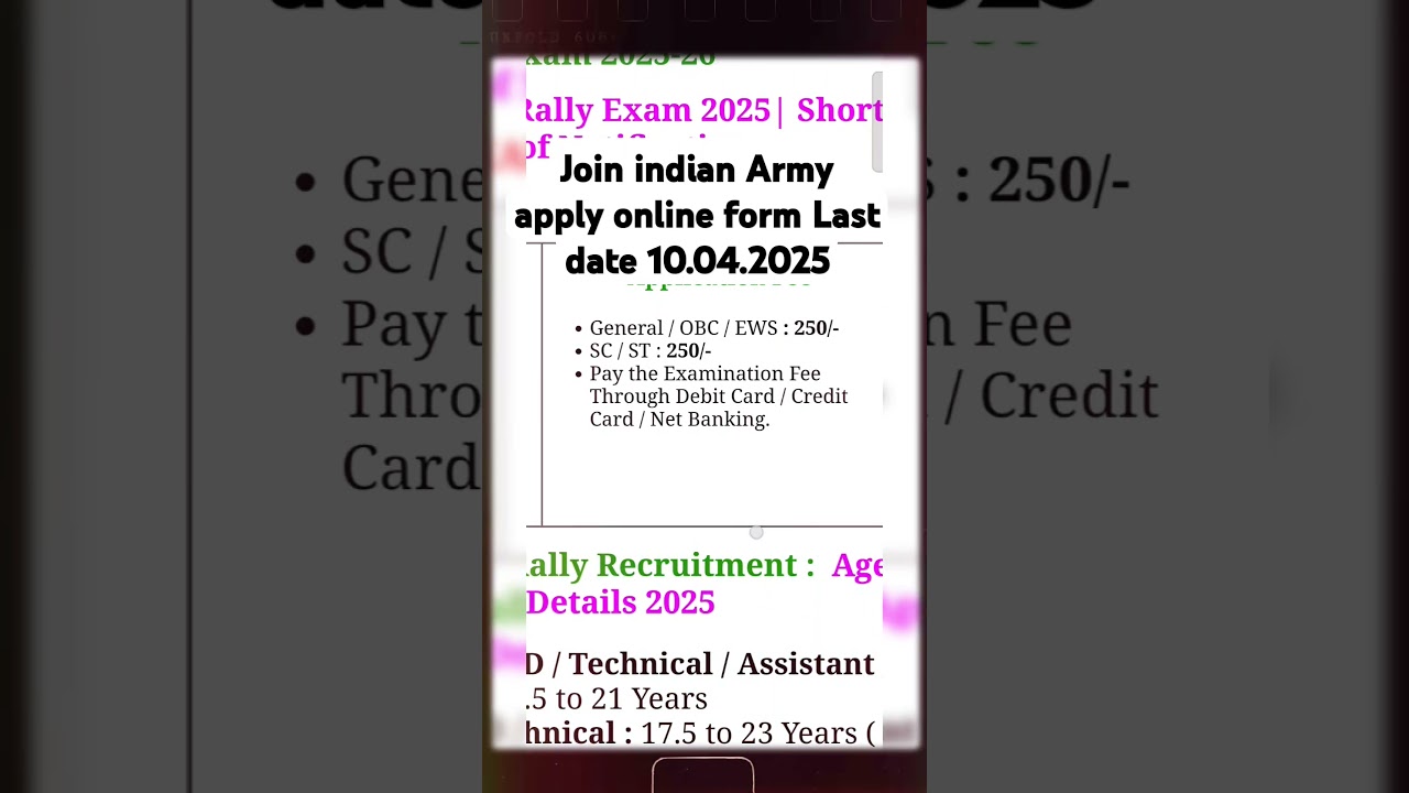 join indian Army apply online form 2025 