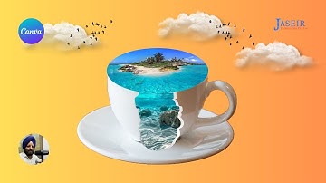 Photo Manipulation Tutorial to Add an Island Inside a Coffee Cup in Canva