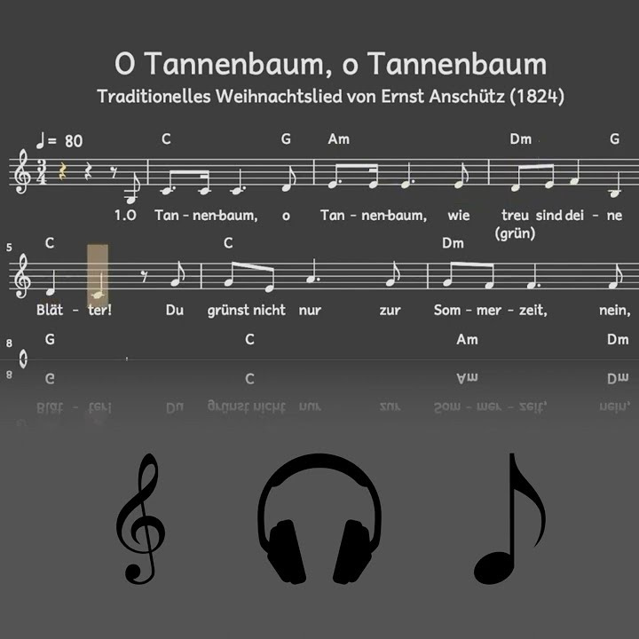 Shorts Lied O Tannenbaum, o Tannenbaum (Weihnachten / Winter / Melodie, Akkorde, Noten,Text