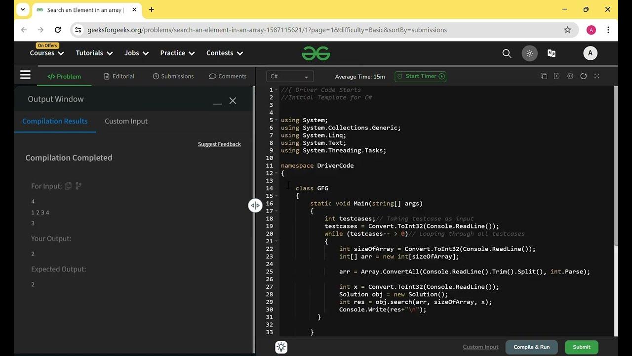 Search an Element in an array Practice GeeksforGeeks - YouTube