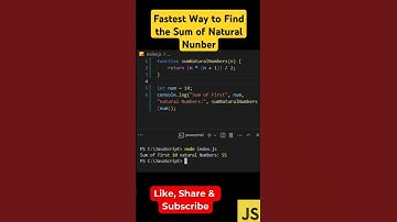#25: Fastest Way to Sum Natural Numbers in JavaScript! 🚀 | #shorts #javascript #coding