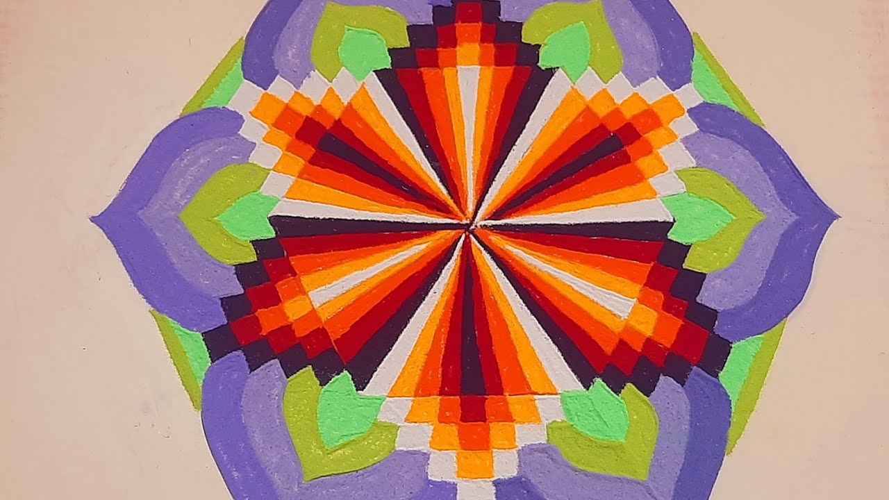 3d rangoli |rangoli |simple rangoli |how to draw 3d rangoli ...