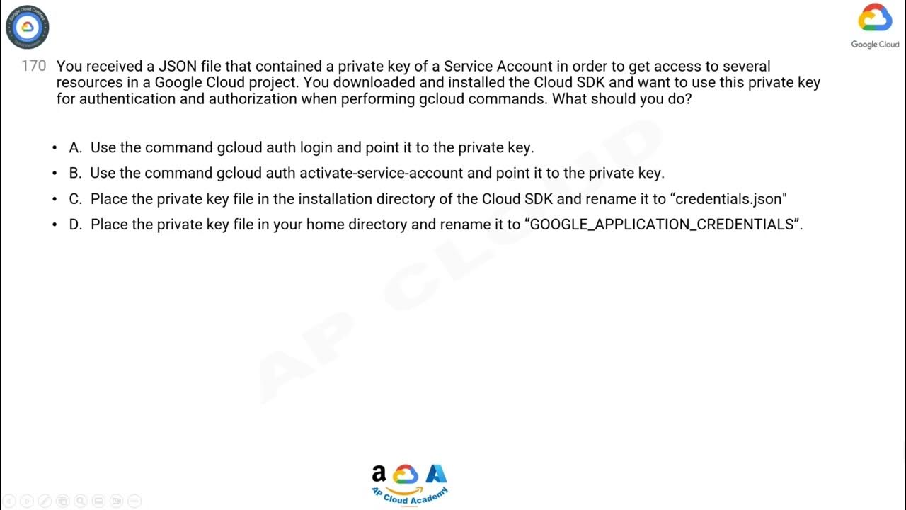 Q170. You received a JSON file that contained a private key of a