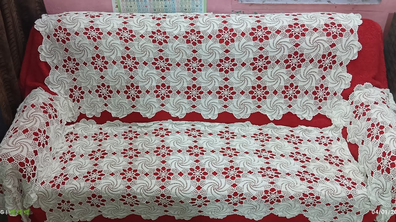 crochet stitch sofa cover part 1 YouTube