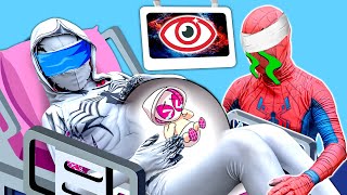 SUPERHERO All Story 2 | Pregnant Spider gives her BRIGHT EYES for Husband | Red Spider-Man is blind