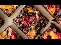 Raspberry peanut fudge brownies vegan
