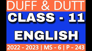 Class 11 English | Duff and Dutt English Question Bank 2022 - 2023 | Class XI English | MS - 6