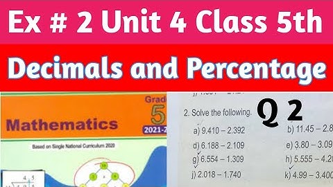 Unit 4 Decimals and Percentage Class 5 Math | Exercise 2 Q2 Subtraction of Decimals| PTB and kptb