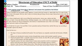 WORKSHEET 3   class 9  Subject English   13/07/2021