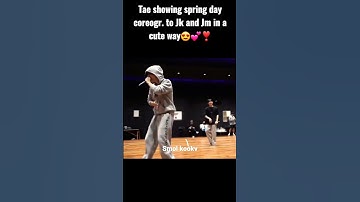 Tae showing spring day choreography to Jk and Jm in a cute way😅😍💕❣💚💜#taekook #kookv #vkook
