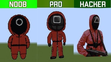 NOOB VS PRO VS HACKER Minecraft Pixel Build Challenge Squid Game