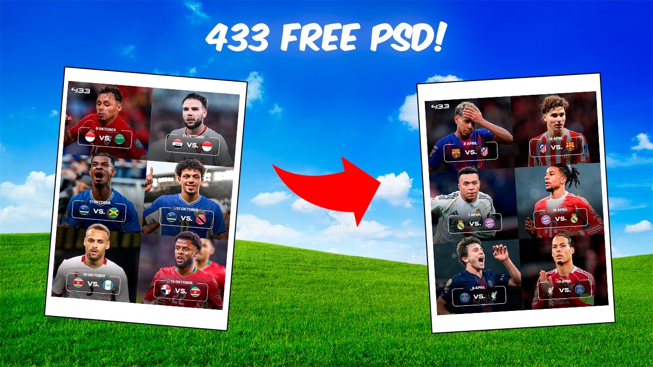 433 Design Free PSD π | 433 Design π‘ | Tutorial (6 Upcoming Matches) - YouTube
