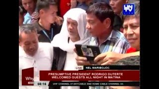 Presumptive president Rodrigo Duterte welcomed guests all night in Matina