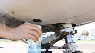 fuel strainer quick drain valve located on bottom Cessna 172sp course step by step
