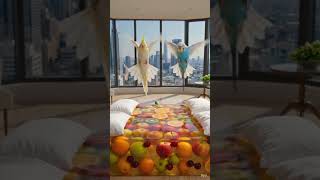 Munchi and cookie on a fruit bed