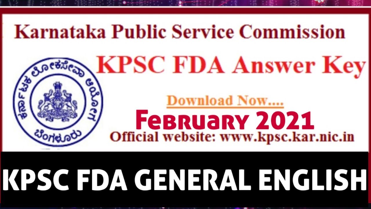 KPSC FDA GENRAL ENGLISH EXAM 2021 KEY ANSWERS | KPSC FDA Answer Key 2021|28 February 2021|FDA 2021