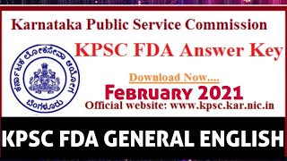 KPSC FDA GENRAL ENGLISH EXAM 2021 KEY ANSWERS | KPSC FDA Answer Key 2021|28 February 2021|FDA 2021