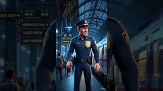 AI Police on Duty 🚔 | Railway Platform Safety Scene 😱🔥 #Shorts #aivideo #ai #animation