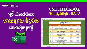 ហាយឡាយទិន្នន័យដោយប្រើ Checkbox | Use Checkbox to highlight data | រៀន Excel |