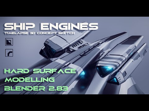 Hard surface modelling timelapse sci fi ship engines Blender 2 83