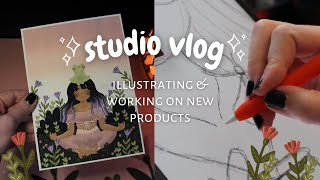 studio vlog ✿ working on new products, digitally illustrating