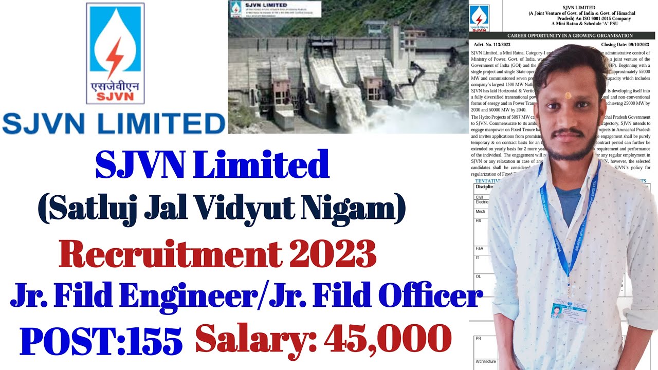 SJVN Limited Recruitment 2023 | Jr. Fild Engineer | Post -155 | permanent Govt Job | SJVN Ltd Job