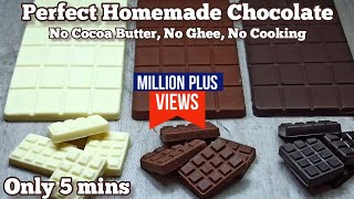 Quick and Easy Homemade Chocolate Bars: Milk, White, and Dark Chocolate Recipes (No Cocoa Butter)