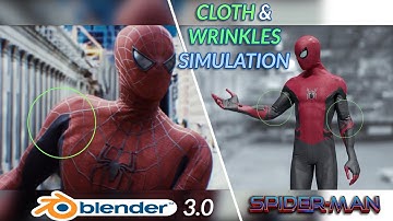 Blender Tutorial - Cloth & Wrinkle Simulation | Spider-Man Suit  | Blender 3.0