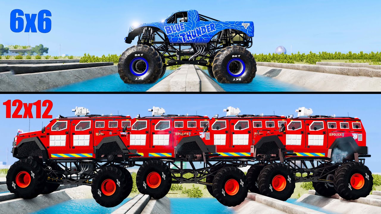 Long vs Normal Monster Truck (4х4 vs 12x12) #4 - Beamng drive - YouTube