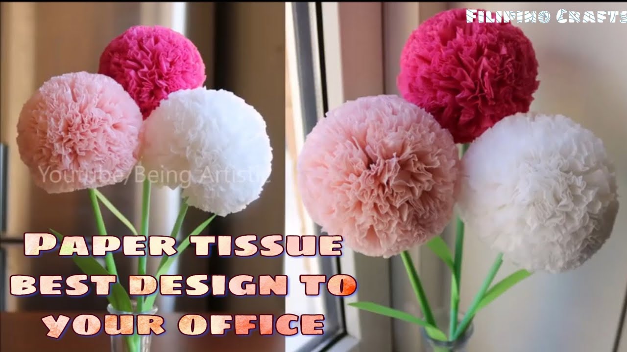 How to make round flower tissue paper (display to your office room ...
