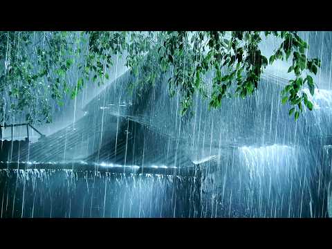 Deep Sleep Instantly in 3 Minutes | INTENSE Rainstorm on Metal Roof & Strong Thunder on Stormy Night