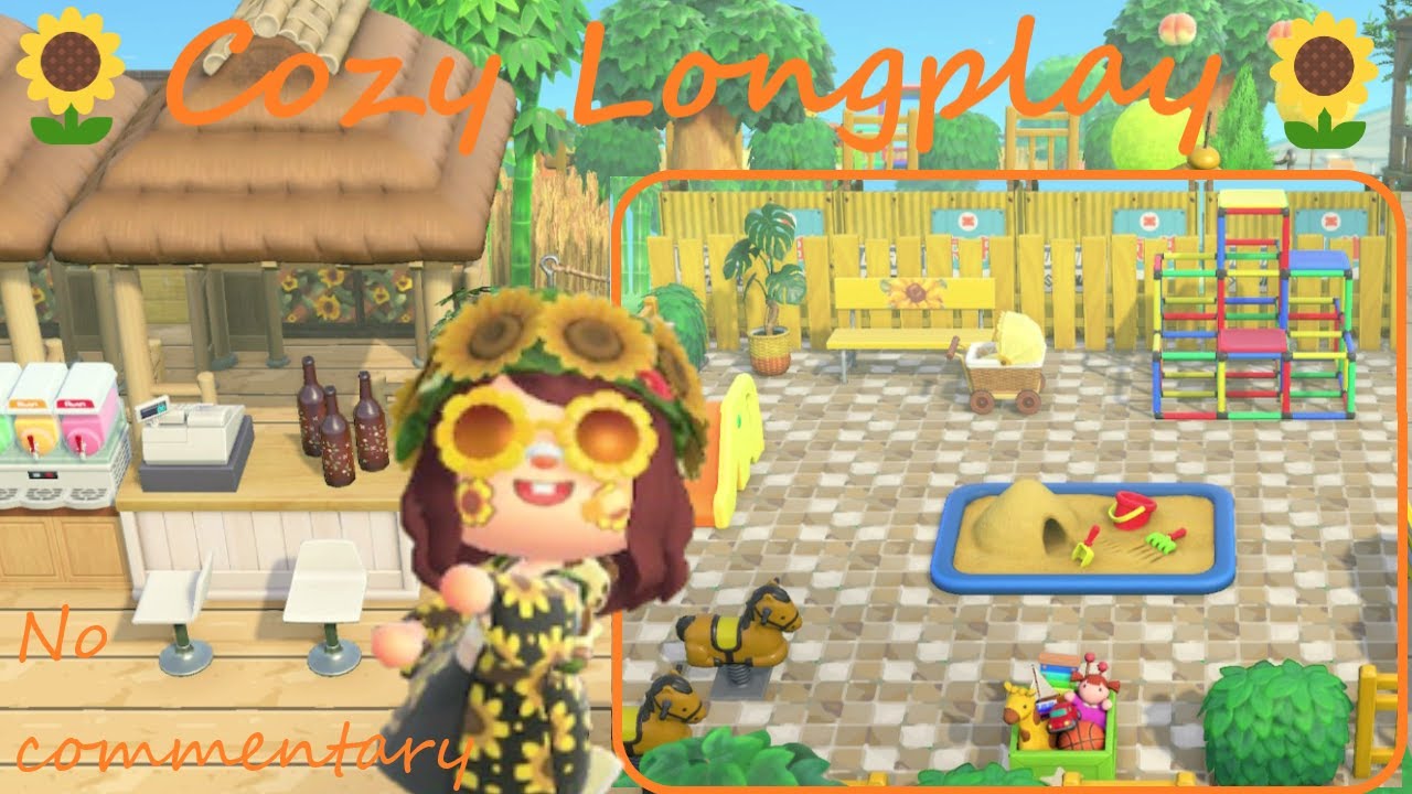 Building a park and a beach bar 🪀🍸| Sunflower 🌻| Longplay | No commentary | ACNH