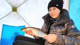 Первый раз с женой на зимней рыбалке. В ЭТОМ МЕСТЕ МНОГО РЫБЫ. Активный клёв в декабре. ЧАСТЬ 2.