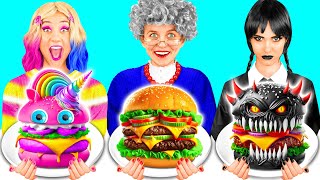 Wednesday vs Grandma Cooking Challenge | Crazy Ideas To Cook by 4Teen Challenge