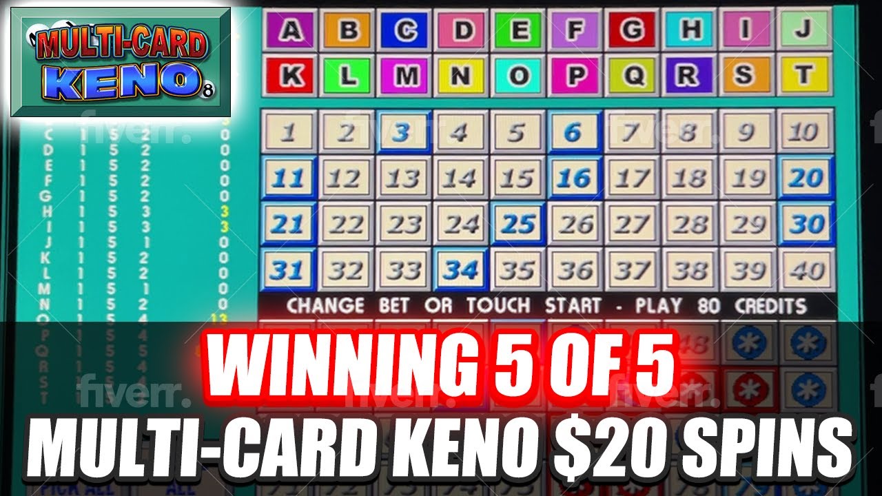 Winning 5 of 5 Multi Card Keno 20 Spins YouTube