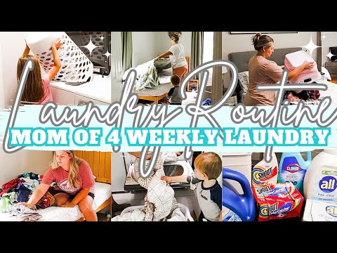 WEEKLY LAUNDRY ROUTINE | STAY AT HOME MOM OF 4 LAUNDRY DAY CLEANING MOTIVATION | MarieLove