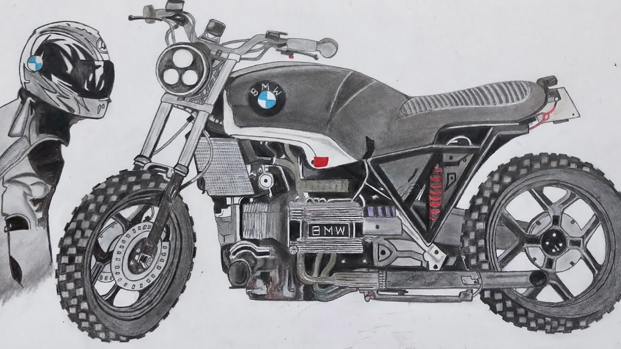 How to Draw Hyper Realistic BMW Bike Sketch - YouTube