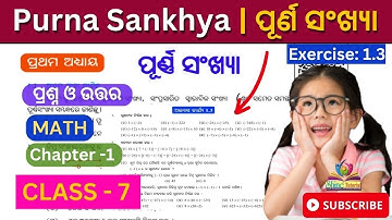 7th class math chapter 1 exercise 1.3 odia medium questions and answers purna sankhya class 7