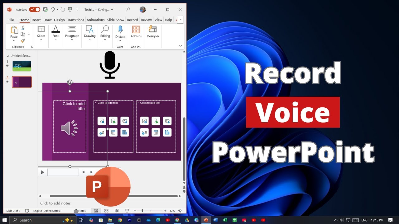 How to Record Voice on Microsoft PowerPoint - YouTube