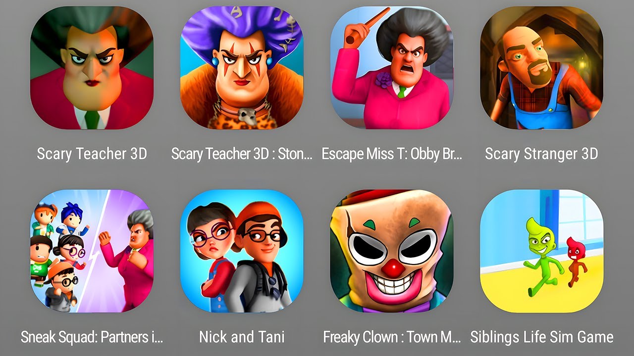 Scary Teacher 3D Chapter 1, Scary Teacher Stone Age Chapter 1,Escape Miss T,Scary Stranger Chapter 1