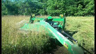 Cutting First Cut Hay John Deere 630 MoCo and John Deere 4430 Tractor