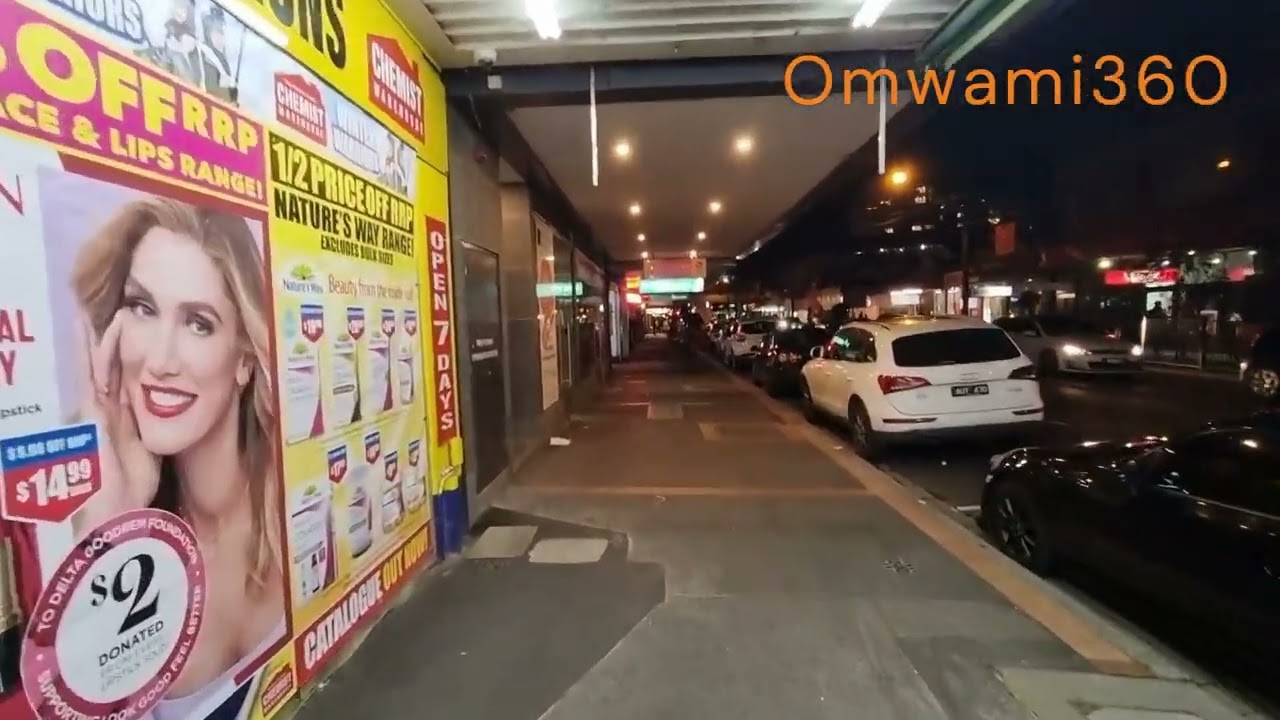 Night walk in Australia's Carnegie suburb in Melbourne