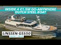Inside a €1.4m go-anywhere Dutch steel boat | Linssen GS550 Variotop yacht tour | MBY