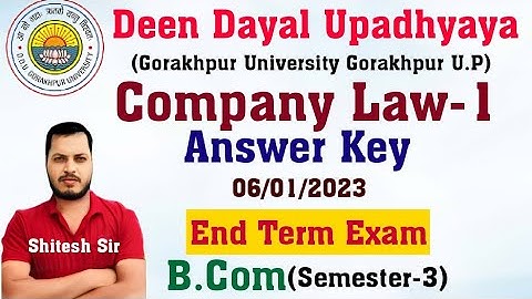 Company Law | Paper-1| Answer key | B.Com 3rd Semester | DDU End Term Exam 2022-23 | Shitesh Sir