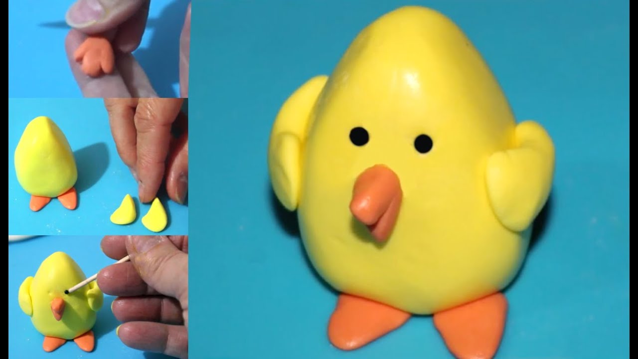 figuras para tartas: pollito con masa elástica o fondant
