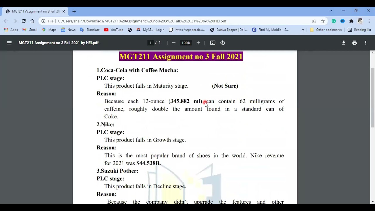 MGT211 Assignment no 3 Solution by Hidayatt Educational Institute