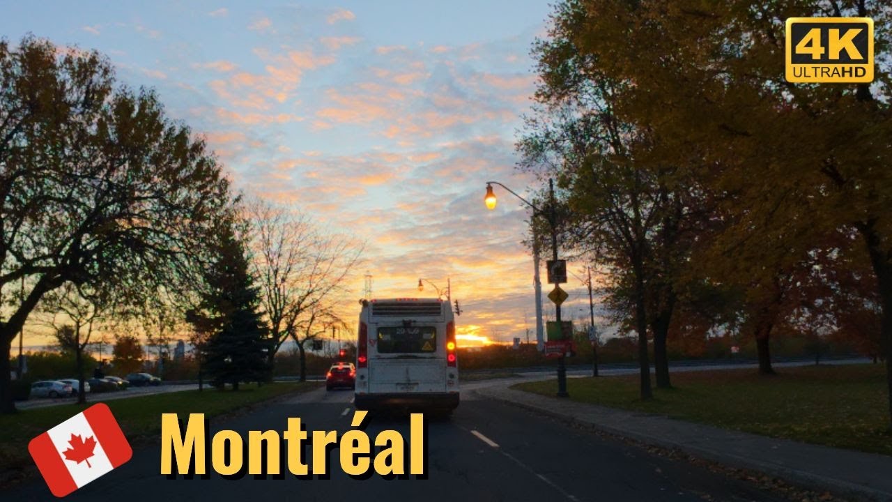 [4K] Peaceful Sunrise Drive in LaSalle, Montreal | The Sky Turned Red at Dawn 🌅 