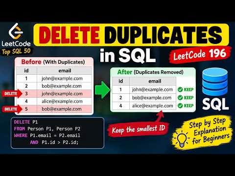 LeetCode 196: Delete Duplicate Emails | SQL DELETE Explained for Beginners